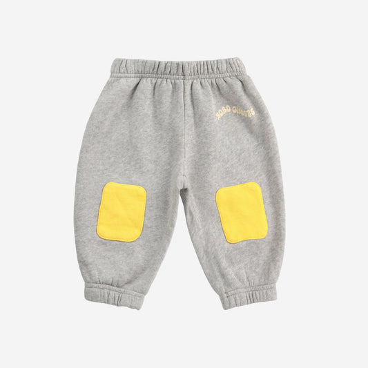 Knee Patches Jogging Pants, Heather Grey