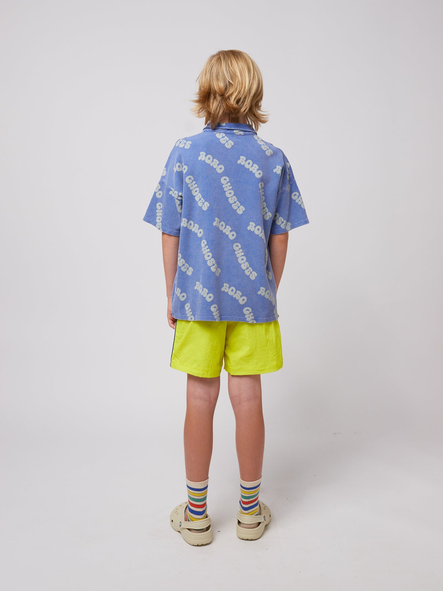 Wavy Bobo Choses all over Waffle Polo Shirt, Blue