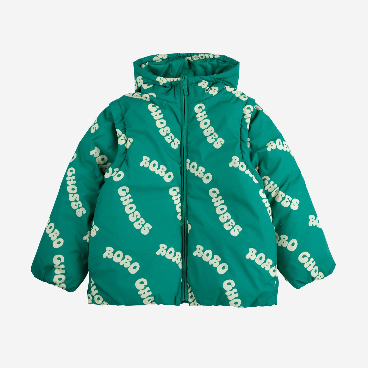 Wavy Bobo Choses all over Light Padded Anorak, Green