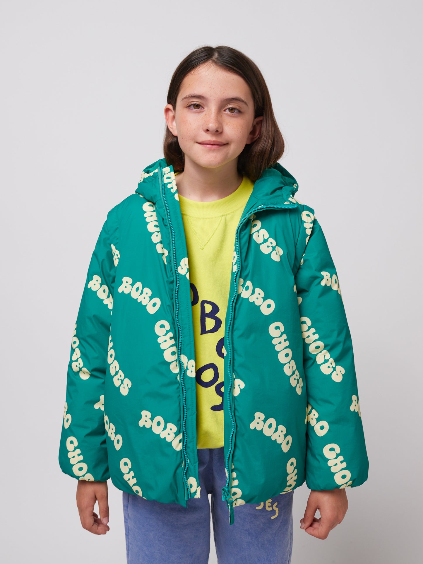 Wavy Bobo Choses all over Light Padded Anorak, Green