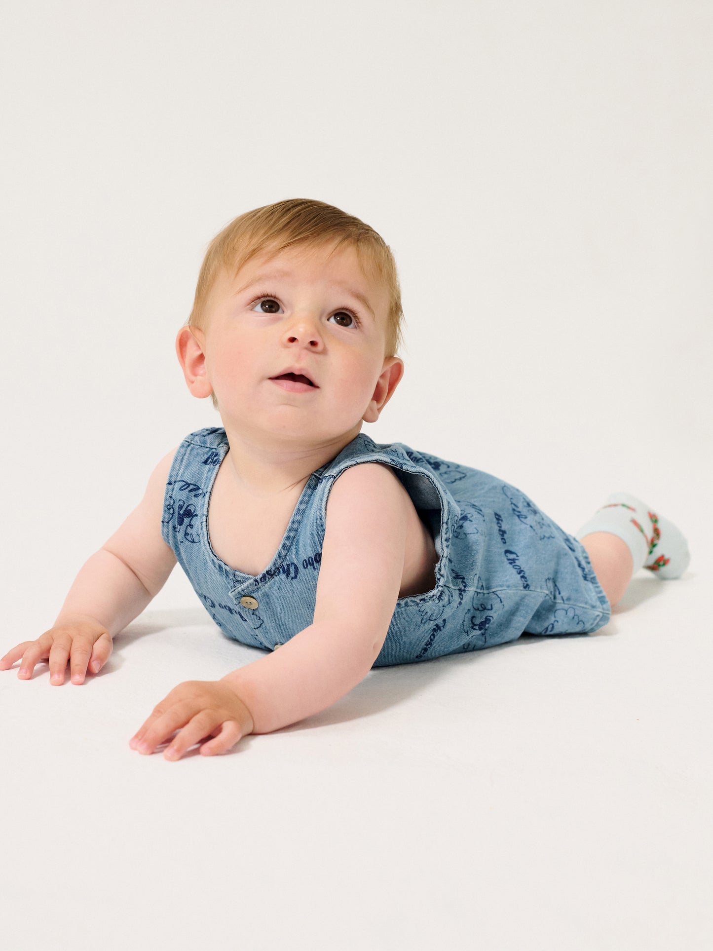 Pickles The Dog All Over Denim Playsuit, Light Blue