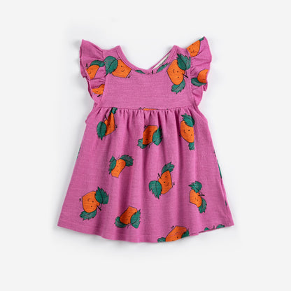 Tangerine All Over Ruffled Dress, Fuchsia