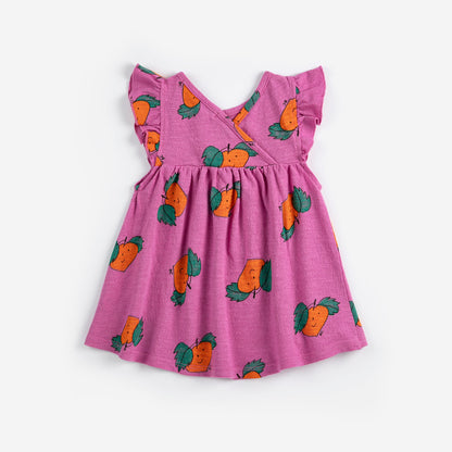 Tangerine All Over Ruffled Dress, Fuchsia
