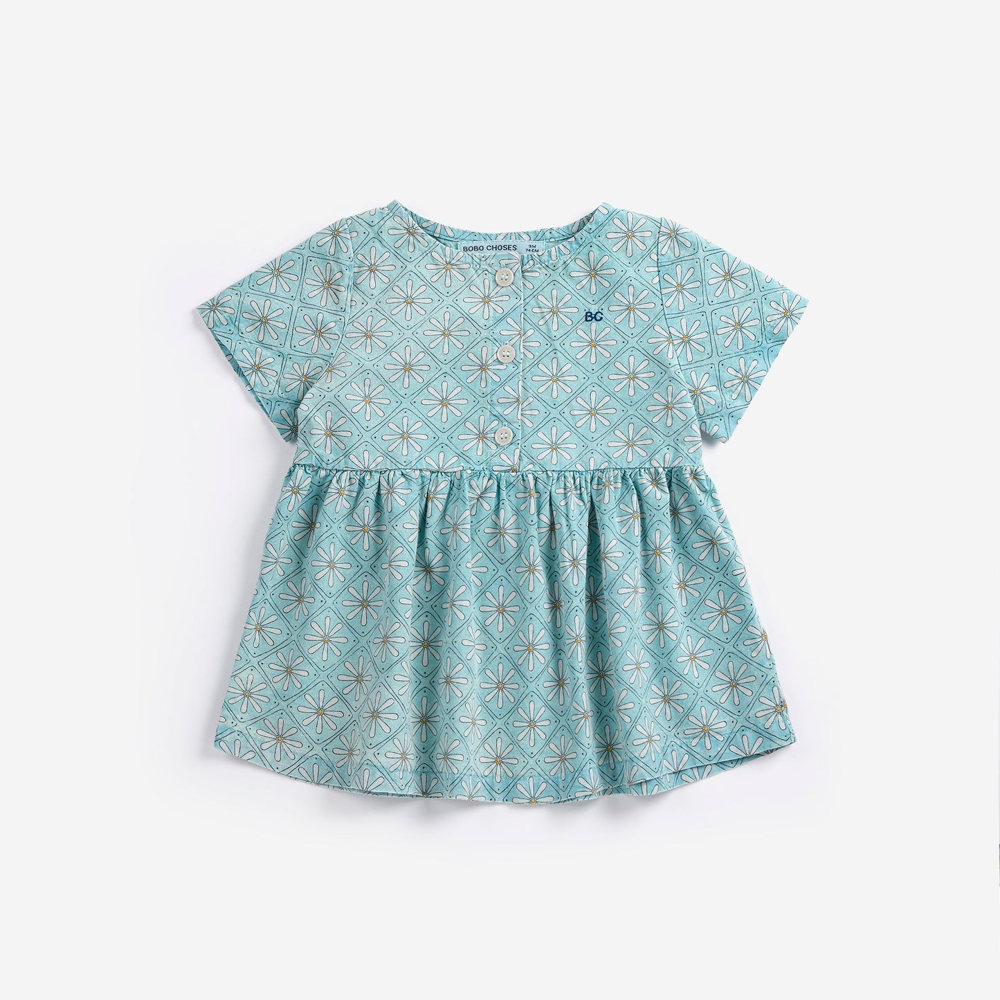 Baby Daisy Mosaic All Over Woven Dress, Light Blue