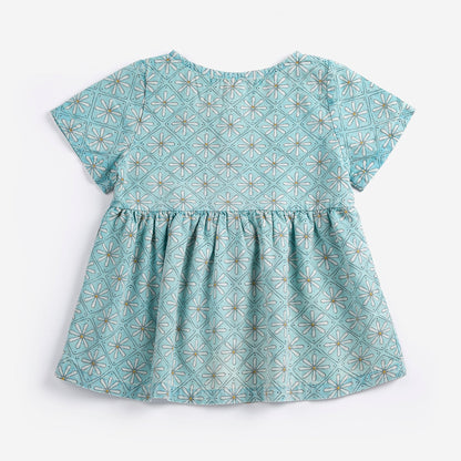 Baby Daisy Mosaic All Over Woven Dress, Light Blue