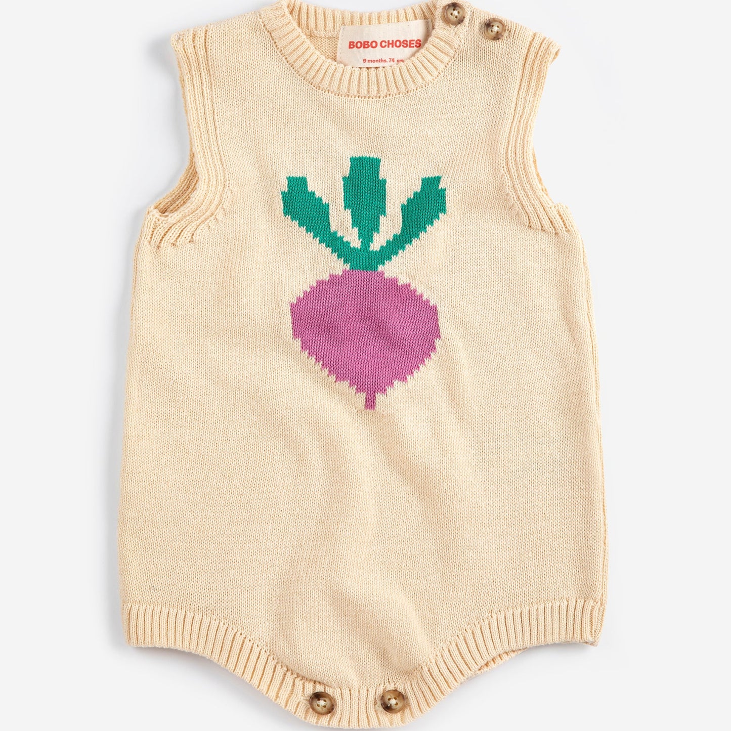 Pixel Sugar Beet Knitted Romper, White