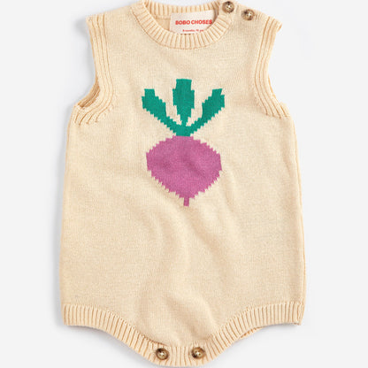 Pixel Sugar Beet Knitted Romper, White