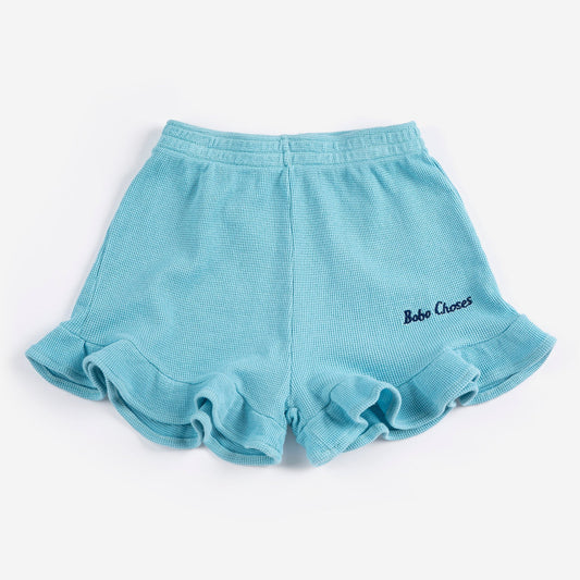Bobo Choses Ruffled Shorts, Light Blue