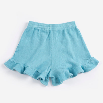 Bobo Choses Ruffled Shorts, Light Blue