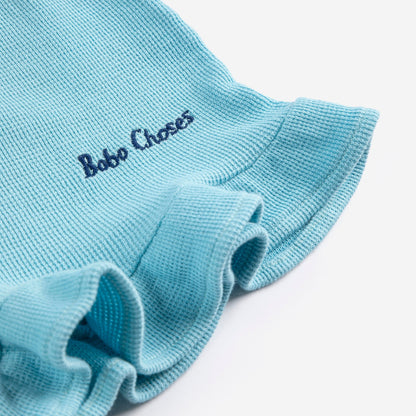 Bobo Choses Ruffled Shorts, Light Blue