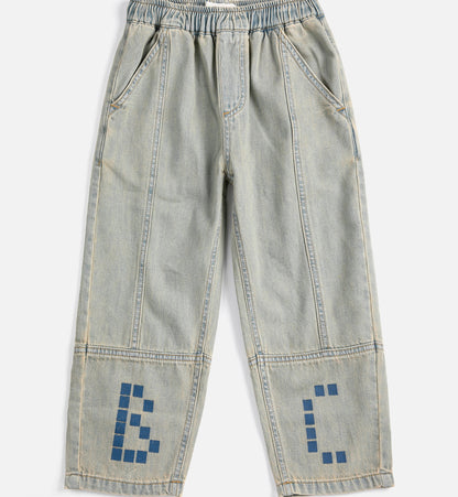 Square Bobo Choses Denim Pants, Prussian Blue