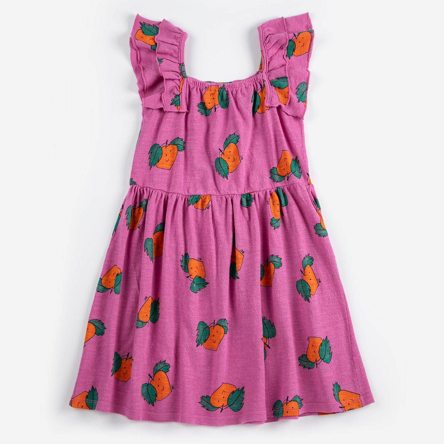 Tangerine All Over Ruffled Dress, Fushia