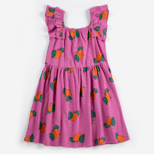 Tangerine All Over Ruffled Dress, Fushia