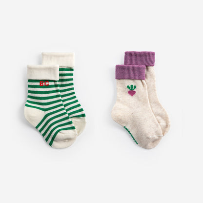 Baby Pixel Sugar Beet Socks Pack, White