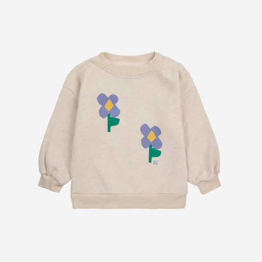 Baby Pansy Flower sweatshirt, Beige
