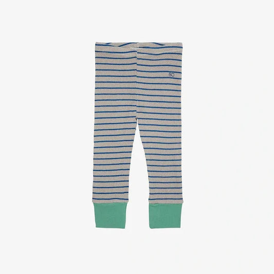 Baby Stripes Waffle Leggings, Blue Stripes