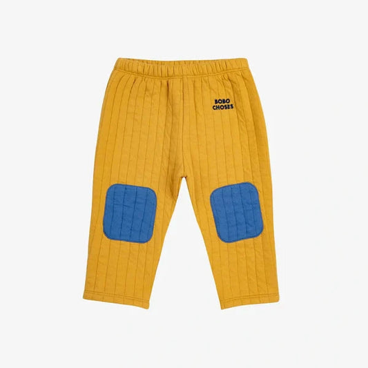 Baby Quilted Straight Jogging Pants, Mustard