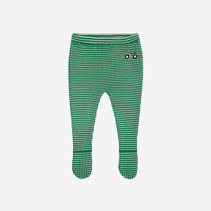 Race Car Knitted Footed Leggings, Light Green