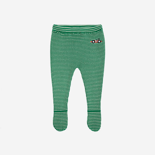 Race Car Knitted Footed Leggings, Light Green