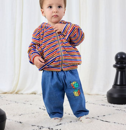 Baby Roll The Dice Light Denim Pants, Navy Blue