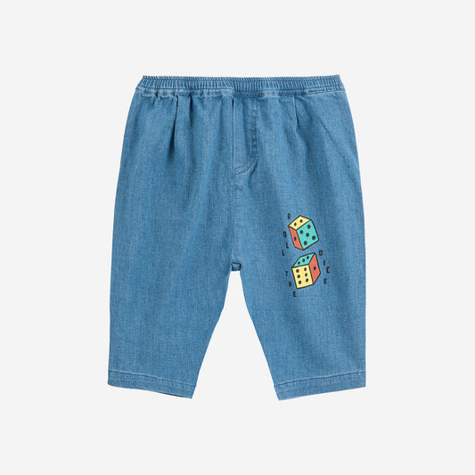 Baby Roll The Dice Light Denim Pants, Navy Blue
