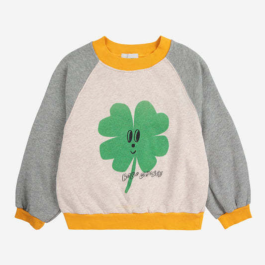 Lucky Clover Ranglan Sweatshirt, Heather Grey