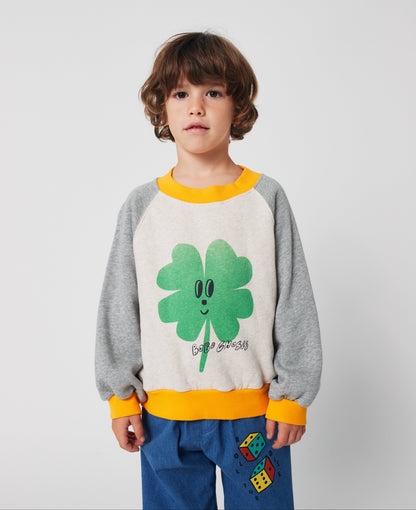 Lucky Clover Ranglan Sweatshirt, Heather Grey