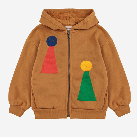 Chess Pawn Zipped Hoodie, Brown