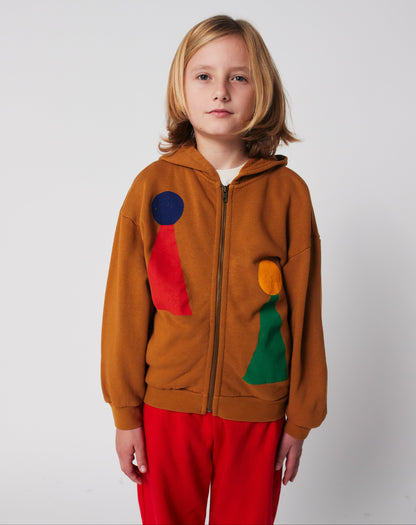 Chess Pawn Zipped Hoodie, Brown