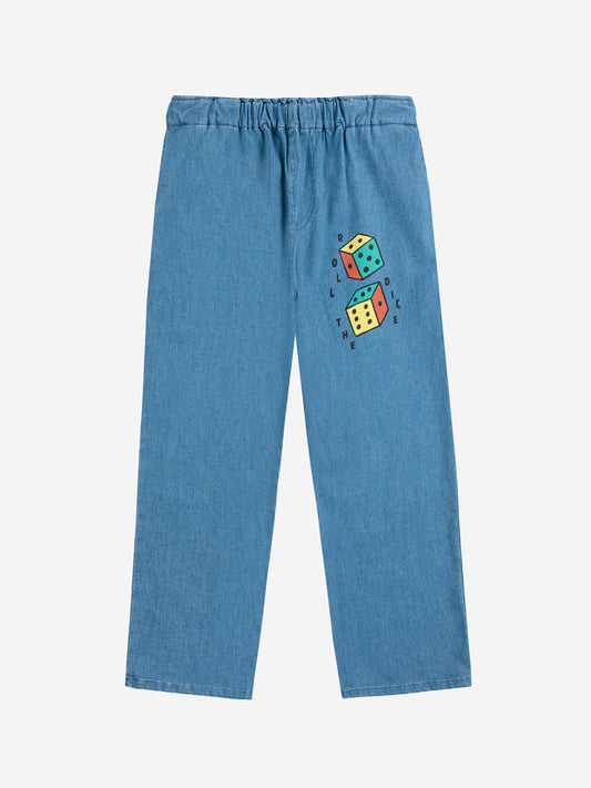 Roll The Dice Light Denim Pants, Navy Blue