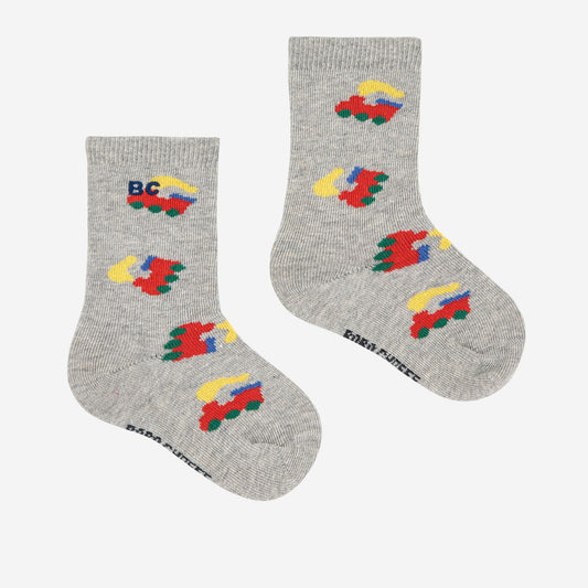 Bobo Choo Choo all over Long Socks, Light Heather Grey