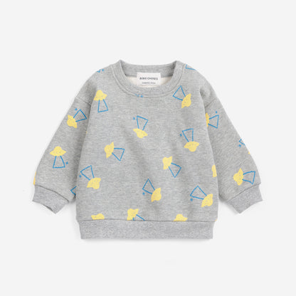 Pixel Abduction All Over Sweatshirt, Light Heather Grey