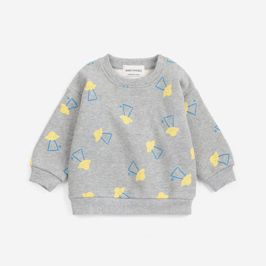 Pixel Abduction All Over Sweatshirt, Light Heather Grey