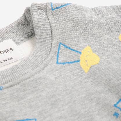 Pixel Abduction All Over Sweatshirt, Light Heather Grey