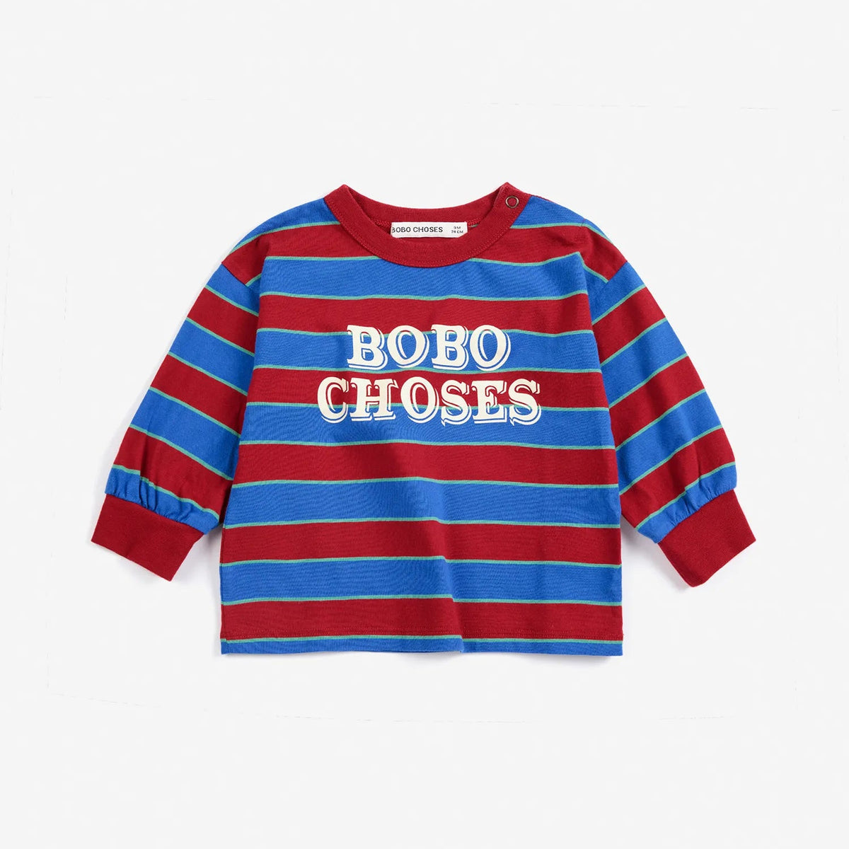 Bobo Choses Embossed stripes T‑shirt, Blue Stripe