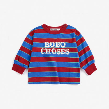 Bobo Choses Embossed stripes T‑shirt, Blue Stripe