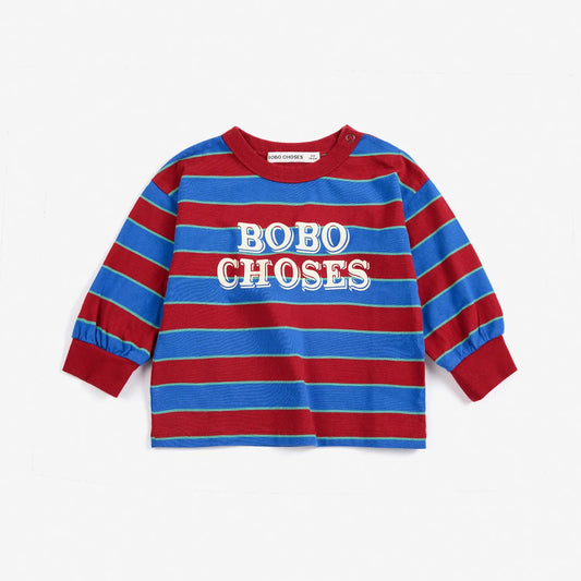 Bobo Choses Embossed stripes T‑shirt, Blue Stripe
