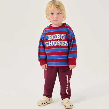 Bobo Choses Embossed stripes T‑shirt, Blue Stripe