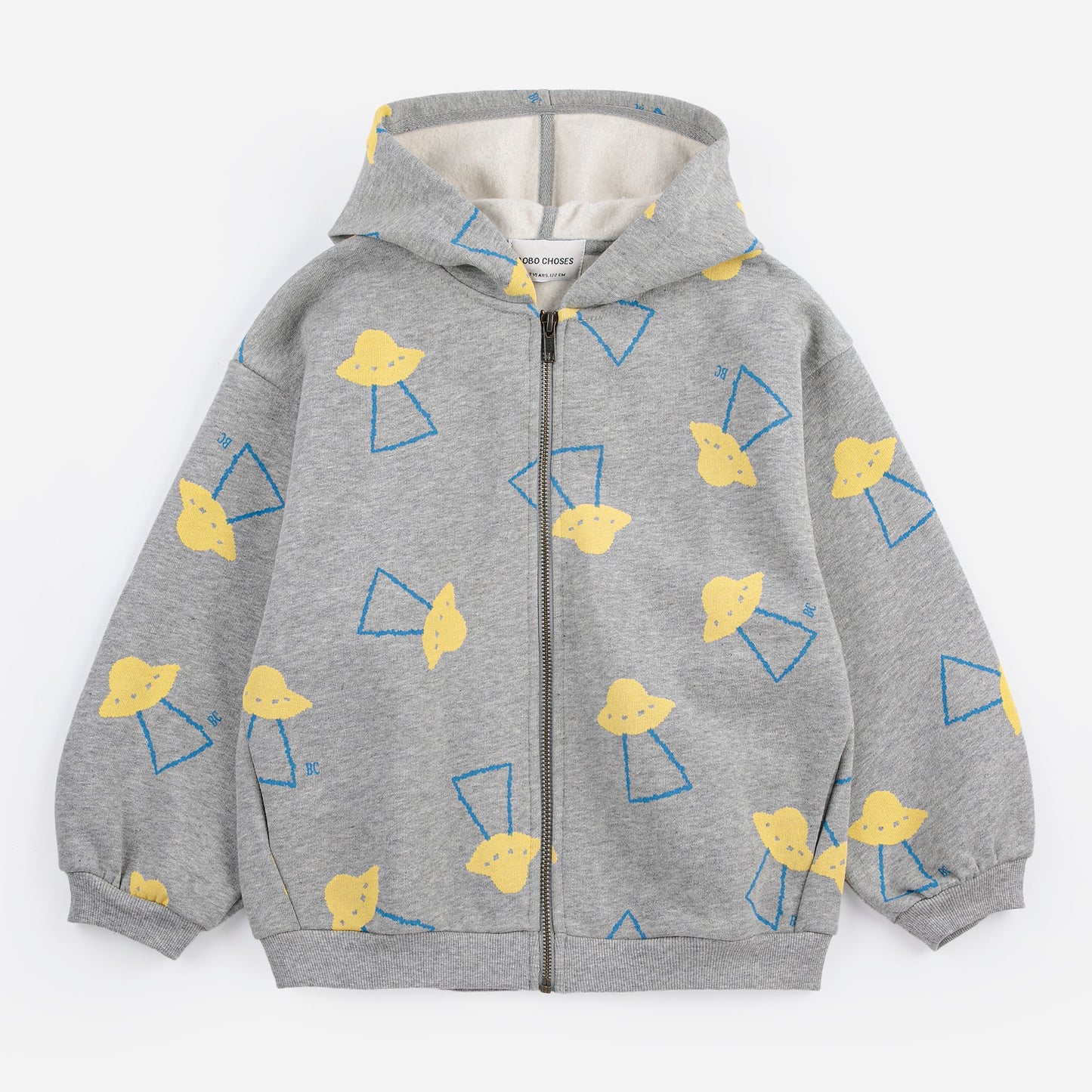 Pixel Abduction All Over Zipped Hoodie, Light Heather Grey