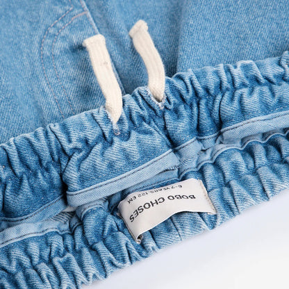Bobo Choses Embossed Denim Pants, Blue