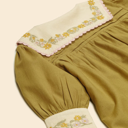 Baby Bette Dress, Dried Moss