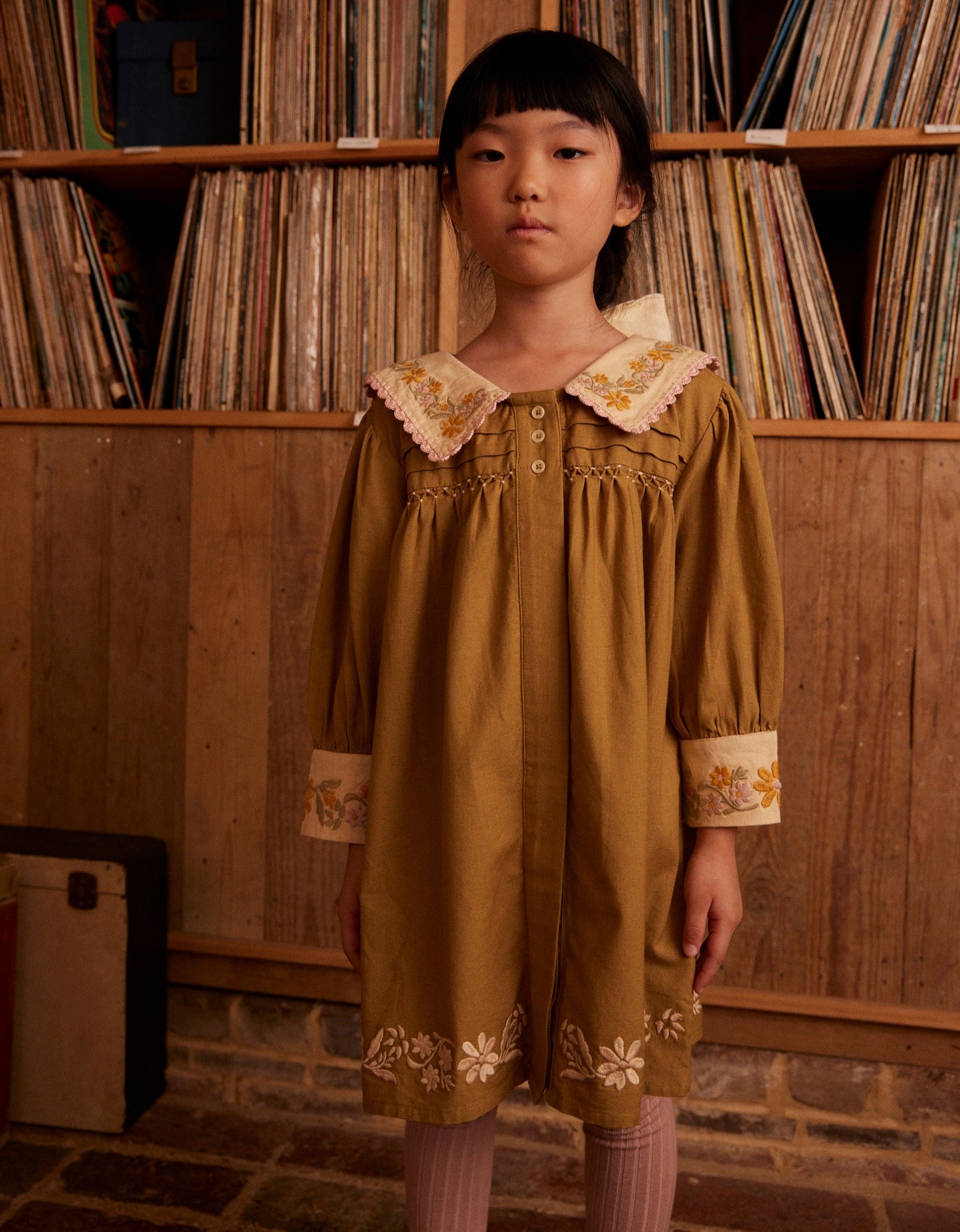 Baby Bette Dress, Dried Moss
