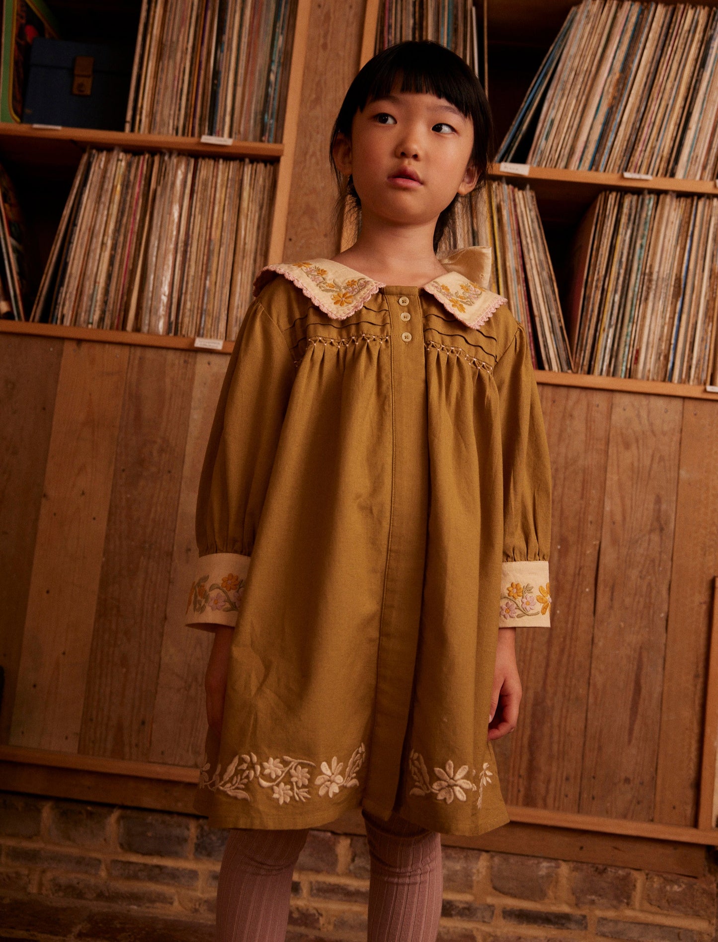 Baby Bette Dress, Dried Moss