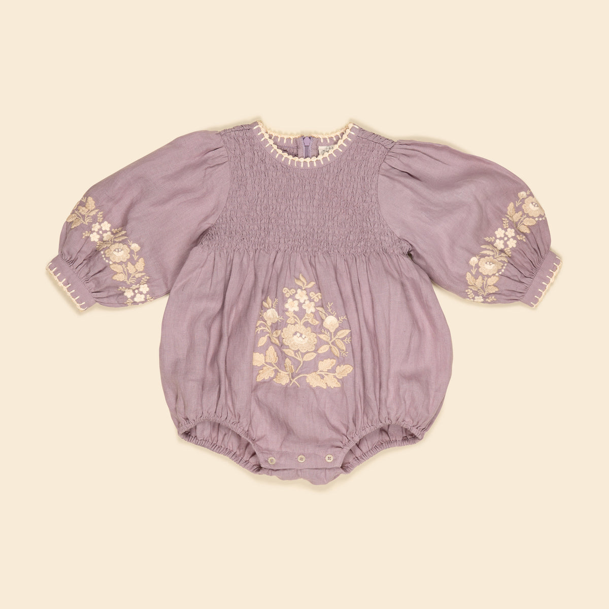 Baby Noemie Romper, Dusky Lavender