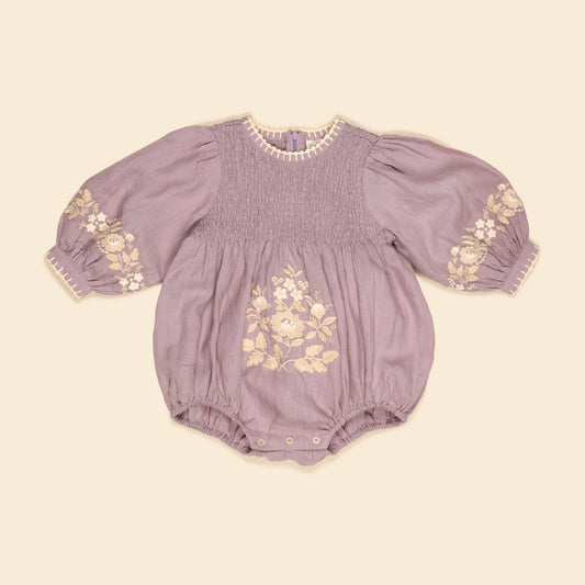 Baby Noemie Romper, Dusky Lavender
