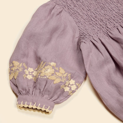 Baby Noemie Romper, Dusky Lavender