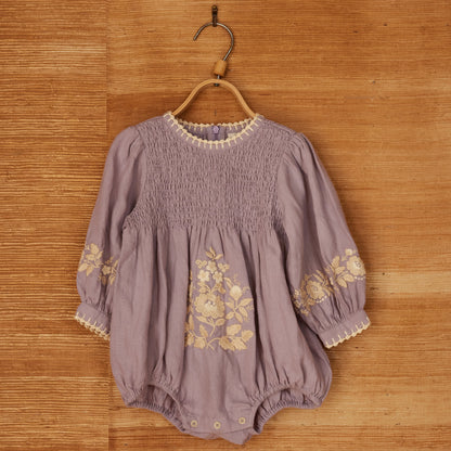 Baby Noemie Romper, Dusky Lavender