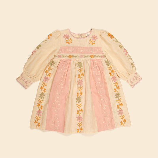 Baby Pascale Dress, Cashew & Ribbon Pink