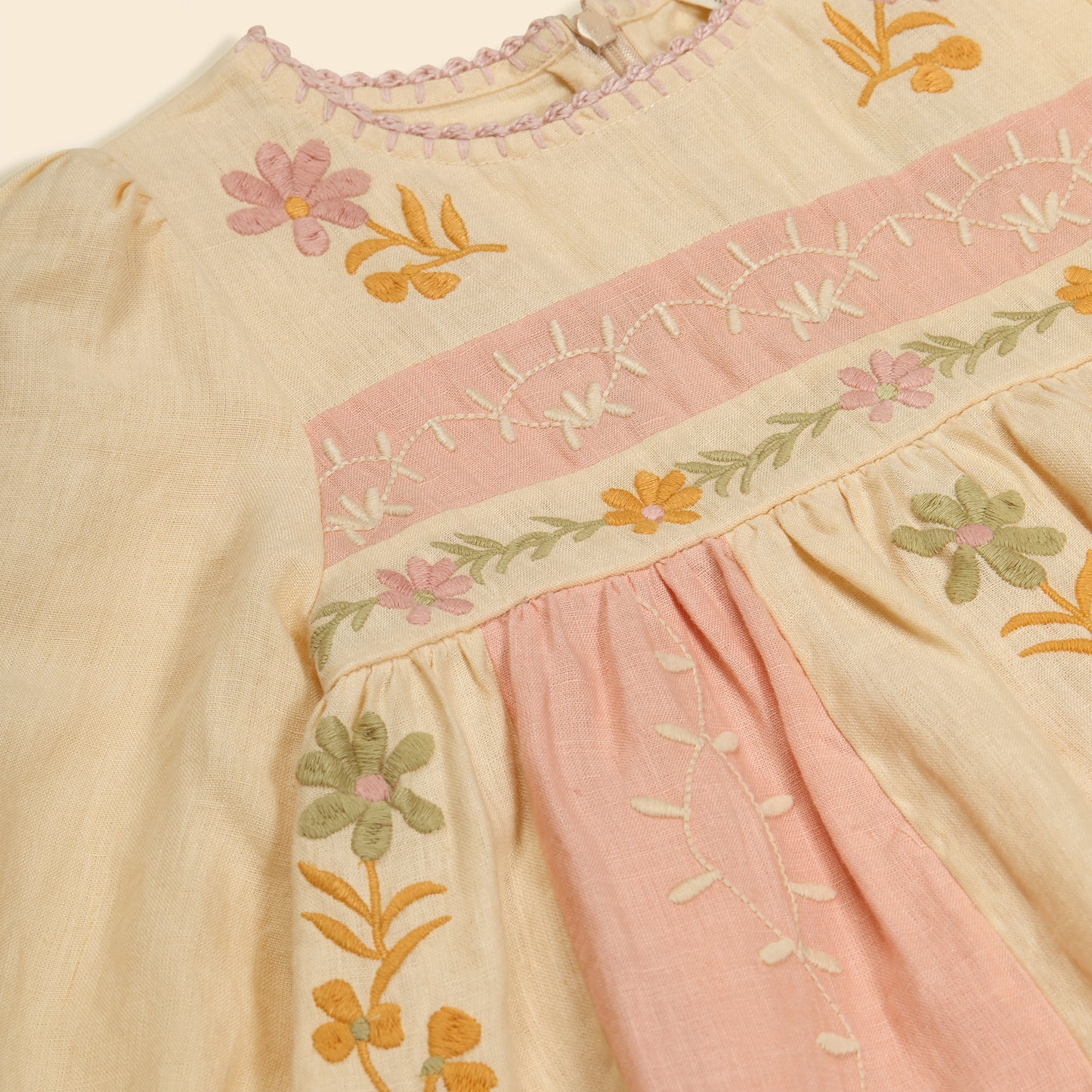 Baby Pascale Dress, Cashew & Ribbon Pink