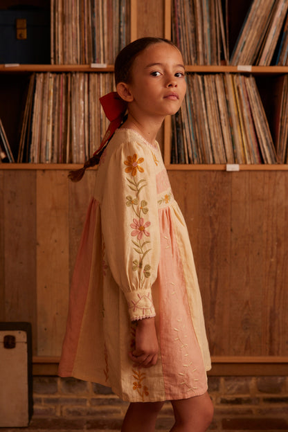 Baby Pascale Dress, Cashew & Ribbon Pink